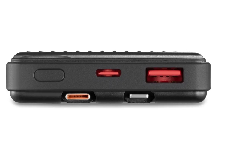 Powerbank med inbyggd USB-C- och Lightning-kabel